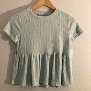 SO Green Peplum Short Sleeve T-Shirt